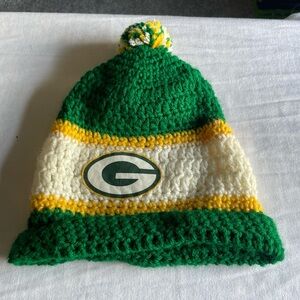 Kids Knit Beanie - Green, Yellow, White